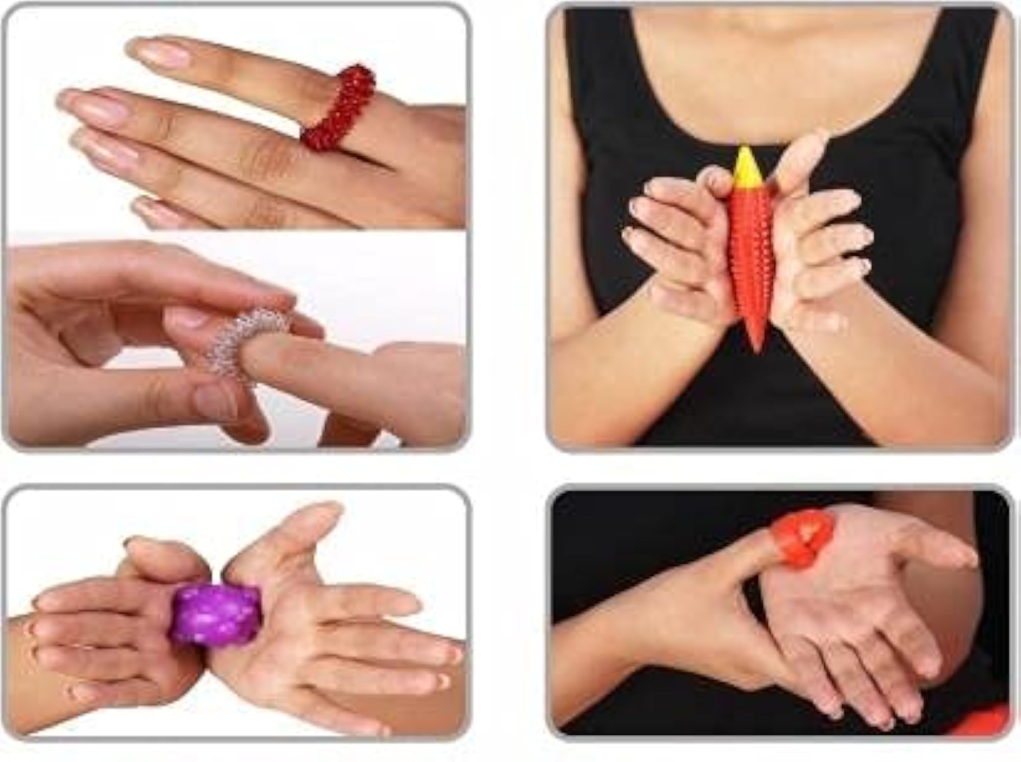 Su Jok Ring Set for Pressure Point Therapy, Silver